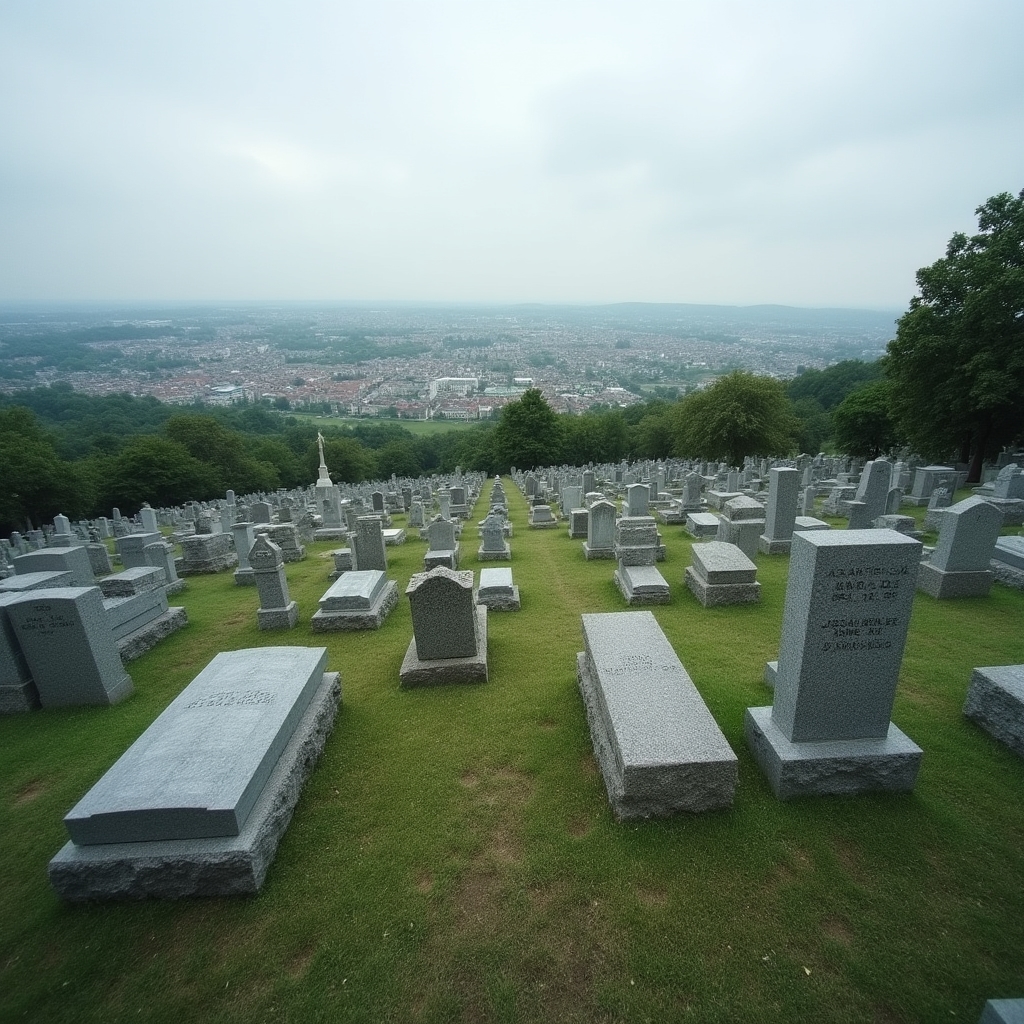 Krajina Moravskoslezského kraje s pohledem na hřbitov v okolí Ostravy